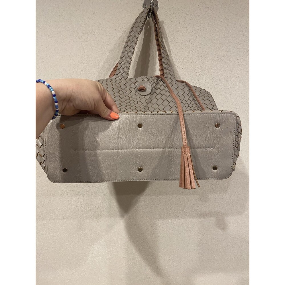 Ilse Jacobsen Hornbaek Reversible Woven Leather Tote Bag Gray Shoulder Purse - Picture 3 of 5